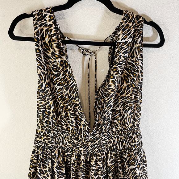 America & Beyond New Maxi Dress Beach Swim Cover Up Leopard Animal Print L Pool - Picture 5 of 11